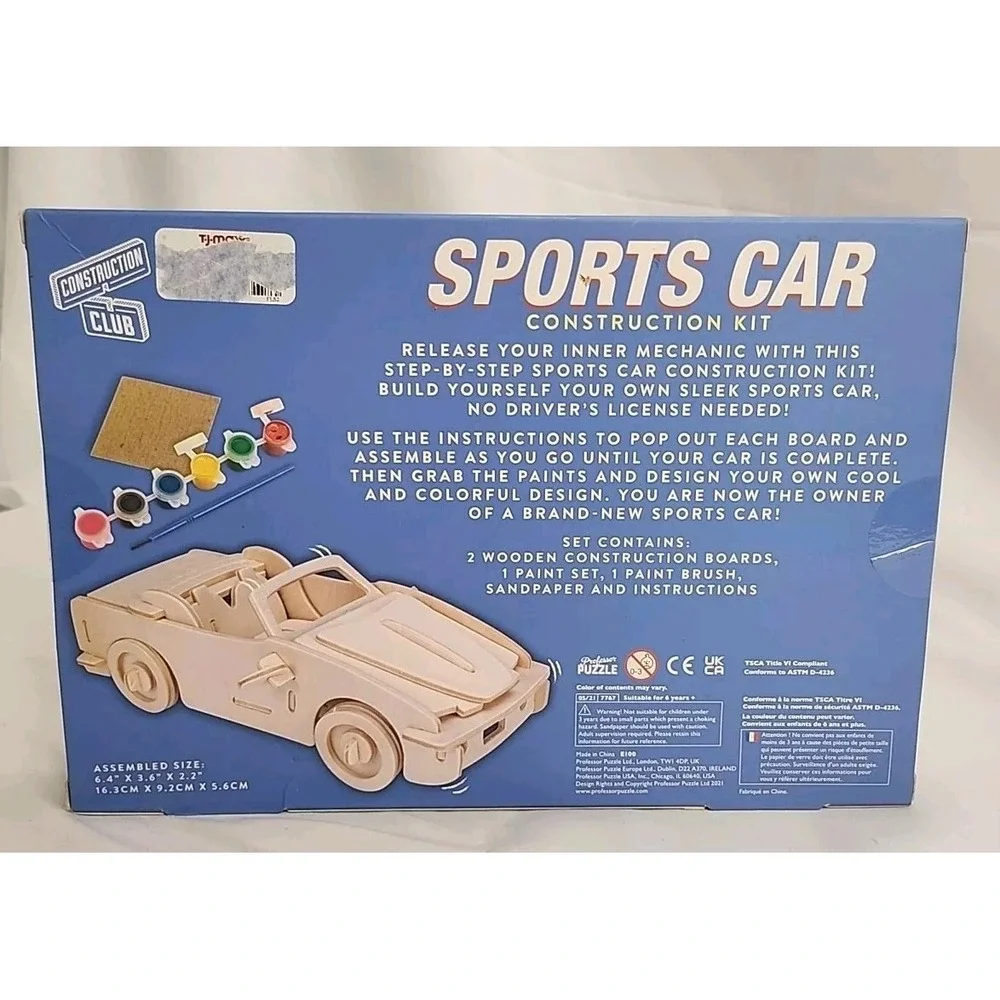 Sports Car Construction Club Kit‎ Wood Build Your Own Convertible Paint Craft